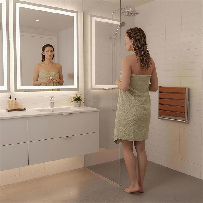 20 Inchs Foldable Shower Seat Wall Mounted, Folding Shower Bench for Small Shower Spaces, 400lbs Max Load for Inside Shower
