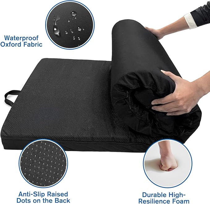 JZHLLA Bedside Fall Mats for Elderly 2.5 Inch Rollable High Density Foam Floor Mats 71.6 * 24 Inch Waterproof Non Slip Protection Mat for Elderly, Handicap, Senior