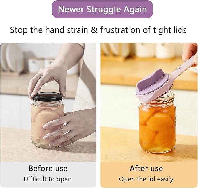 4-In-1 Jar Opener, Adjustable Stainless Steel Ergonomic Jar Opener Tool For Seniors, Bottle And Jar Openers For Arthritic Hands, Can Openers For Beer, Sauces, And Canned Goods (Purple)