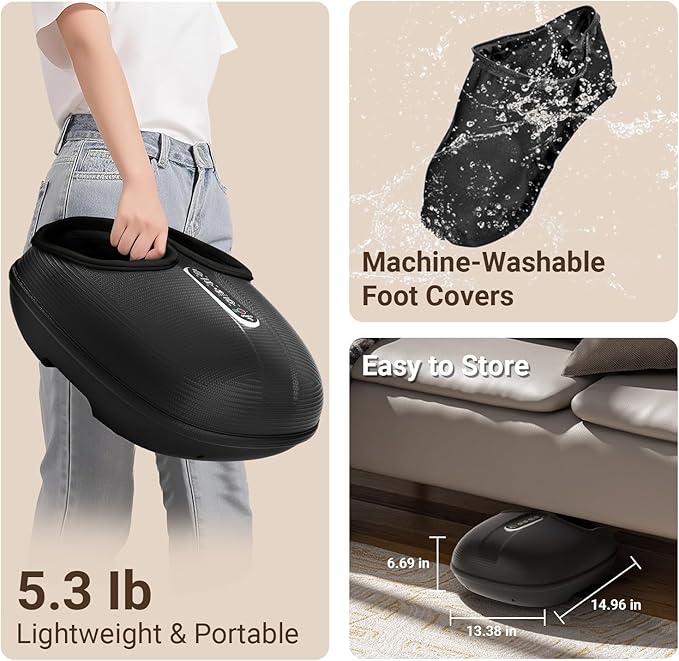 Foot Massager for Plantar Fasciitis, Mothers Day Gifts for Mom, FSA Eligible HSA Store Feet Massager with Heat, Vibration and Compression, Deep Kneading for Tired Feet and Neuropathy (with Remote)