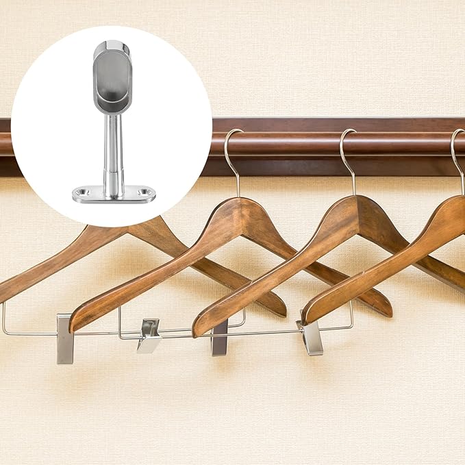 uxcell 2 Pcs 1.22 x 0.63 Closet Rod Support Bracket, Rod Holder Wardrobe Accessories Clothes Rail Seat for Bedroom Bathroom, Silver