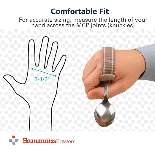Sammons Preston Universal Cuff, Large, Leather Adaptive Utensil & Writing Aid Holder with Elastic Strap, 3-1/2" Knuckle Width, Assistive Device for Limited Hand Ability or Grip Strength