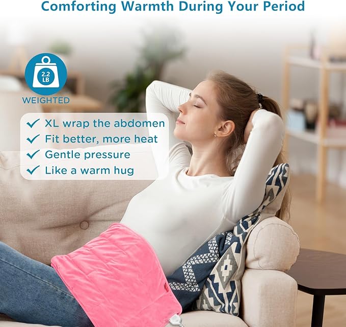 Comfytemp Weighted Heating Pad for Back & Period, FSA Eligible Electric Heat Pad, Birthday Gifts for Women Men Mom Dad & Mother Day Gift, 2.2 lb HSA Neck Shoulder Heated Pad, 2H Auto-Off, 12x24, Pink