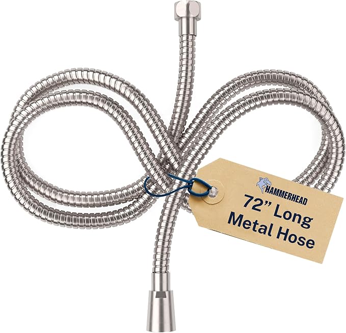 HammerHead Showers Solid Metal Shower Hose Attachment for Showerhead, Extra-Long 72-Inch Universal Replacement Hose for Hand held Shower, Brushed Nickel