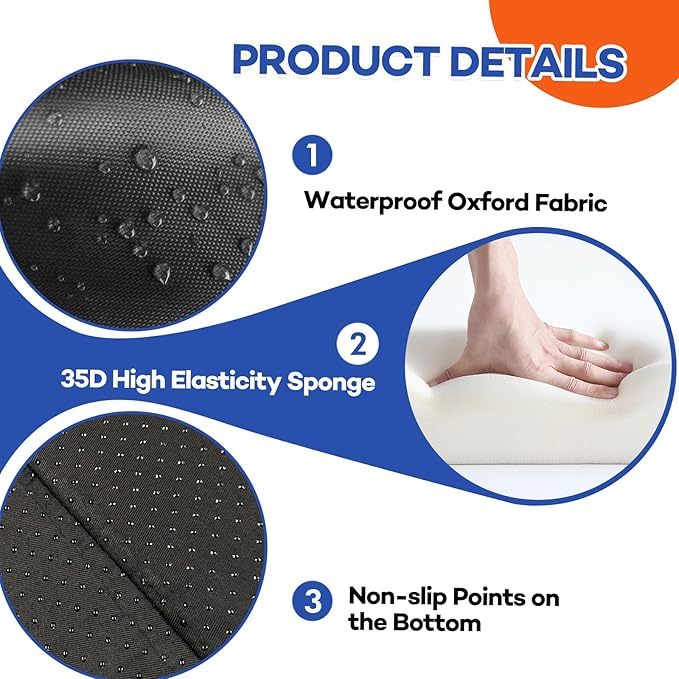 JZHLLA Foldable Fall Protection Mat for Elderly Blue Waterproof Non Slip Floor Mats with High-Resilience Foam 72 * 24 * 2 Inch Bedside Floor Mats for Elderly, Handicap, Senior(Black)