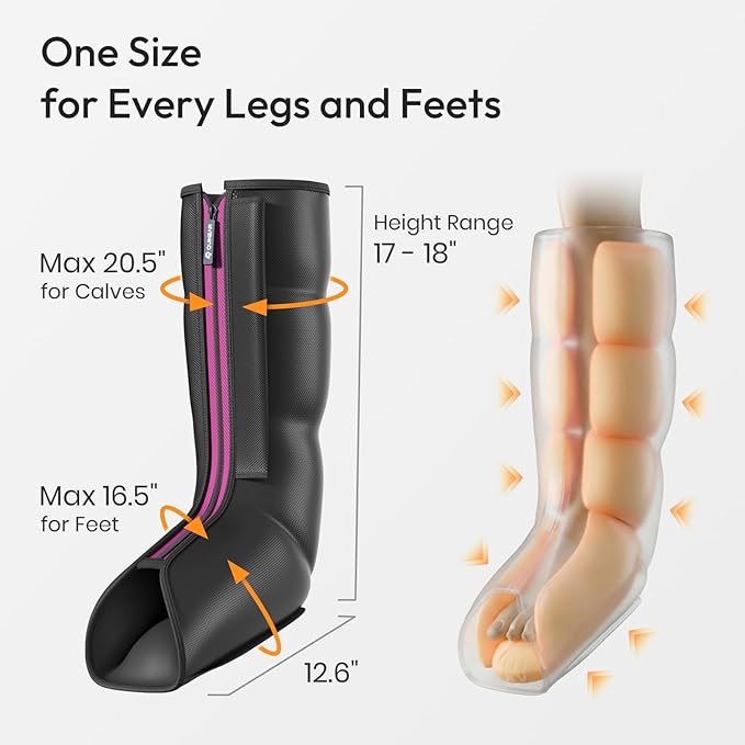 QUINEAR Leg Massager for Circulation and Pain Relief, Heating Leg Compression Massager with 3 Modes, Foot and Calf Massager with 3 Intensities 3 Heats - Gift for Mom and Dad