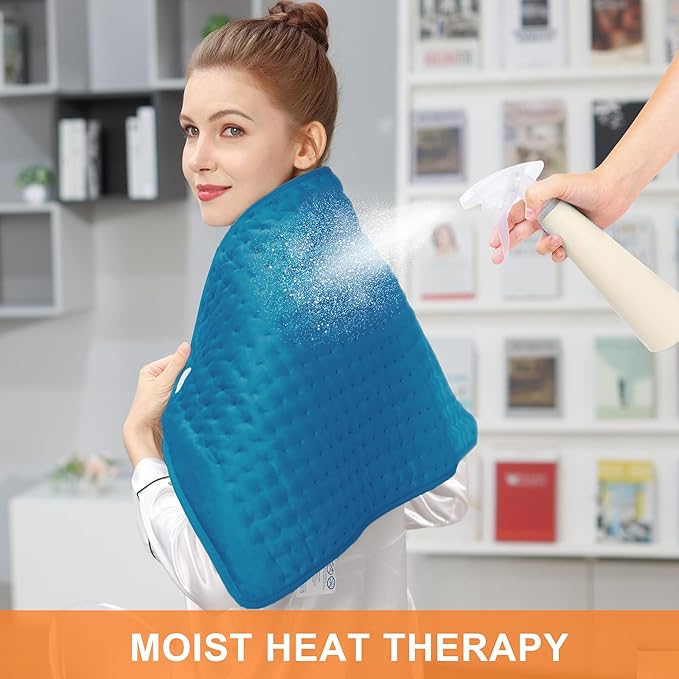 Deepsoon Heating Pad,Electric Heating Pads for Back,Neck,Moist Heating Pad for Abdomen Shoulder Knee Legs,Dry/Moist Heat&Auto Shut Off,Mother's Day Birthday for Men and Women,Blue,40x20 Inch