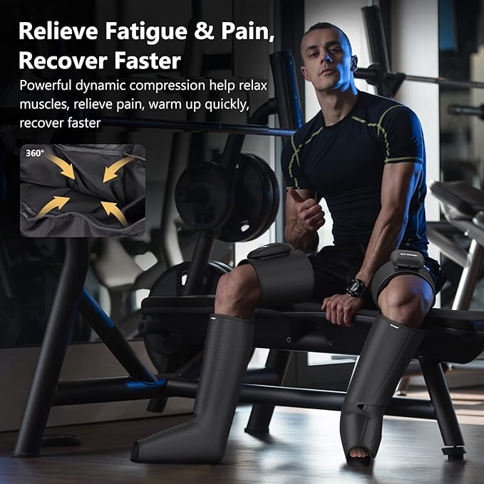 FIT KING Cordless Compression Boots Full Leg Compression Massager, Rechargeable Portable Foot and Calf Massager for Circulation, Pain Relief & Fast Recovery, No External Long Hoses | Gift for Mom