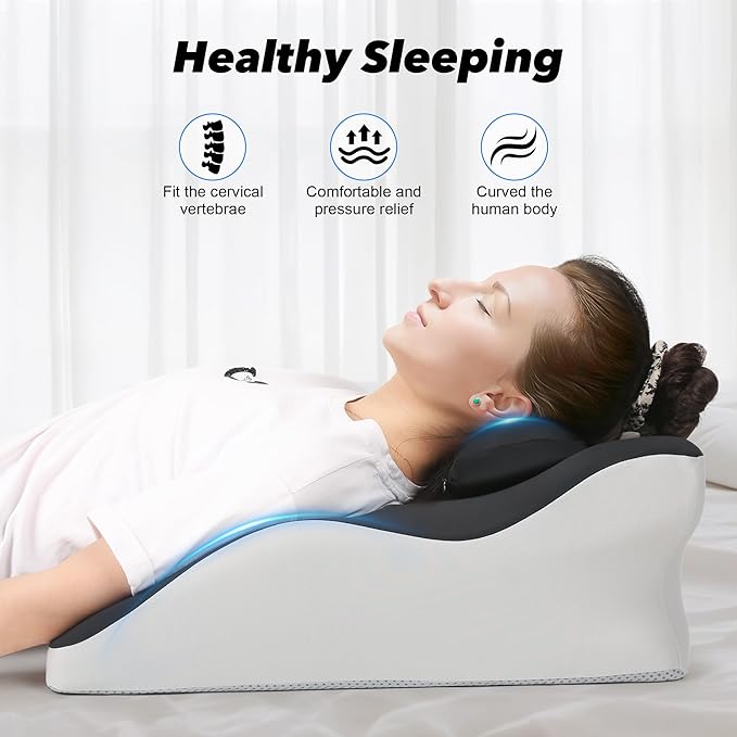 Aduken Reading Pillow for Bed, Adult Memory Foam Ergonomic Back Support Pillow for Sitting up, Prone Pillow Face Down Sleep, Wedge Pillow for Back Pain Relief