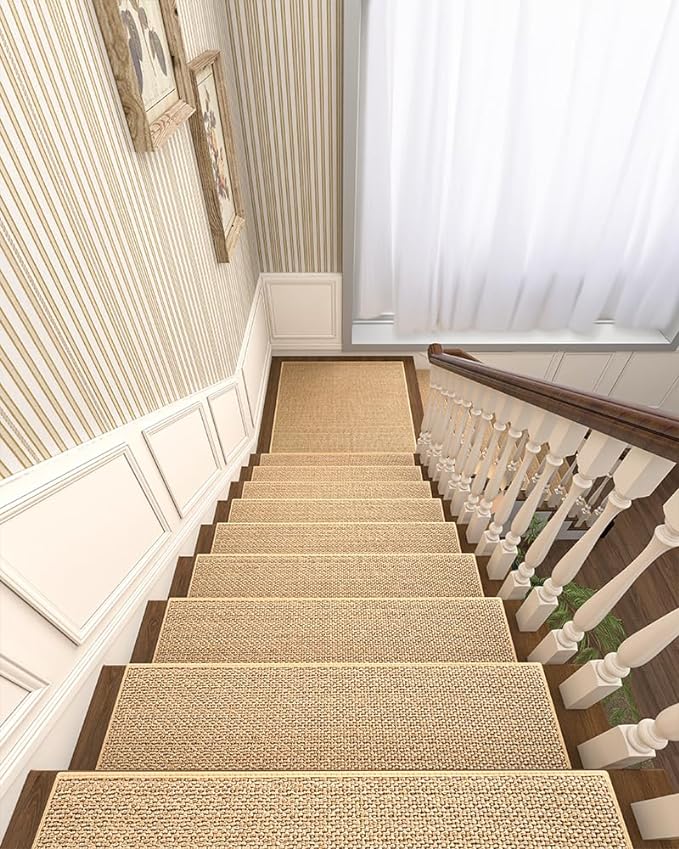 PADOOR Non Slip Stair-Treads Matching-Mat for Wooden Steps, Square Rubber Backing Non Slip Stair Landing Mat 30x30 inch