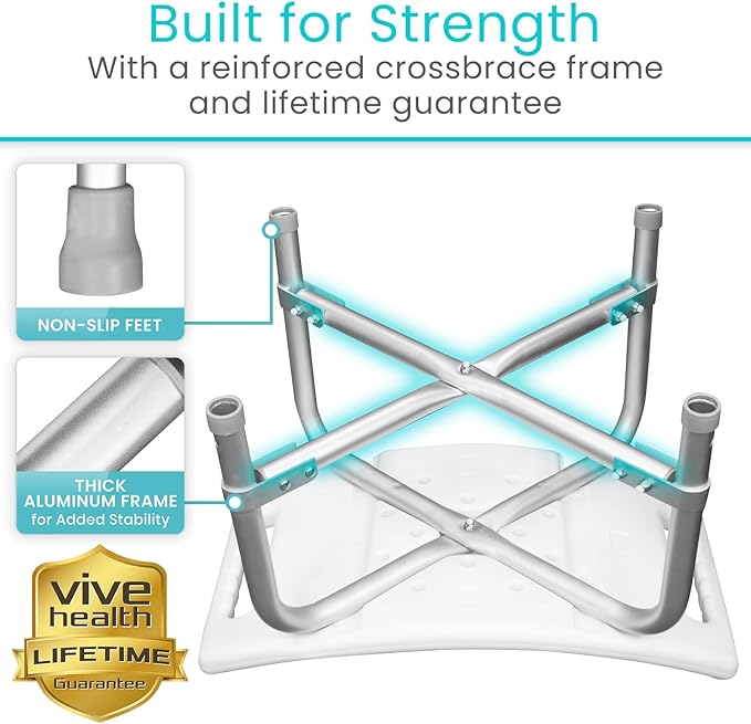 Vive Heavy Duty Shower Chair - Bariatric Bath Stool & Bathtub Seat for Inside Tub- for Elderly, Seniors, Handicap & Disabled Adults- Non-Slip, Height Adjustable, Supports 550 lbs