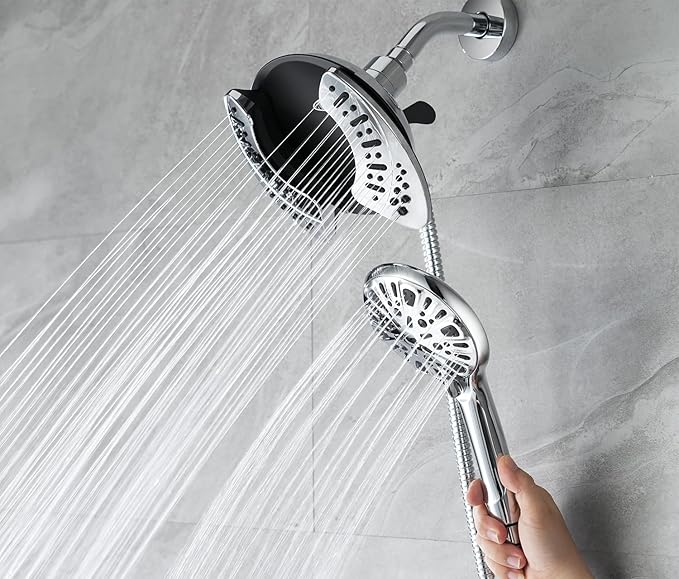 INAVAMZ 2-in-1 Shower Head with Handheld Combo: 2.5GPM Rainfall Shower Head & Handheld Shower Head Use Together or Alone, 9 Spray Settings Hand Held Shower Head with Hose, Shower Trim Systems