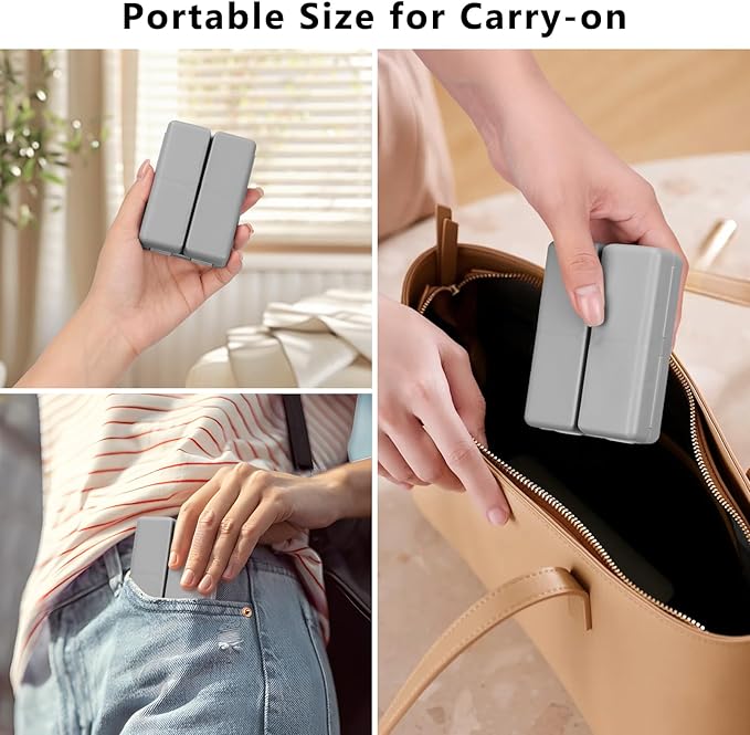 FYY Daily Pill Organizer, 7 Compartments Portable Pill Case Travel Pill Organizer,[Folding Design] Pill Box for Purse Pocket to Hold Vitamins,Cod Liver Oil,Supplements and Medication-Grey