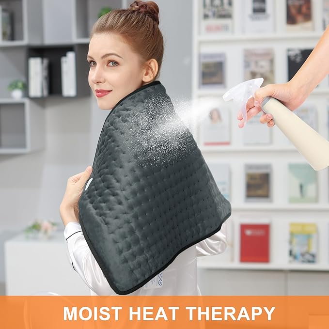 Deepsoon Heating Pad,Electric Heating Pads for Back,Neck,Moist Heating Pad for Abdomen Shoulder Knee Legs,Dry/Moist Heat&Auto Shut Off,Mother's Day Birthday for Men and Women,Dark Gray,33x17 Inch
