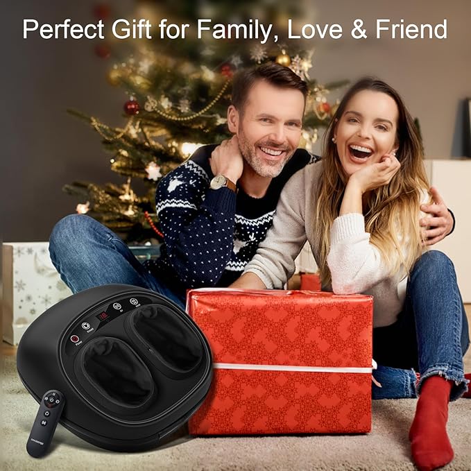 MASGRE Foot Massager with Heat, Deep Kneading Therapy Compression, Shiatsu Feet Massager Machine for Plantar Fasciitis, Neuropathy Pain, Birthday Gifts for Women Mom Men Dad