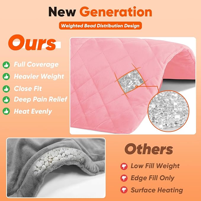 Pink Weighted Heating Pad for Neck Shoulders and Back, Mothers Day Gifts for Mom Wife Grandma, Birthday Gifts for Teen Girls Women, Electric Heated Blanket with 9 Heat Options 4 Auto-Off Timer