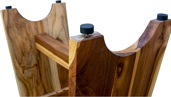 EcoDecors 24 Inch Serenity Teak Shower Bench – Waterproof Bathroom Seat | Spa-Style Teak Wood Stool for Adults & Seniors | Safe Non-Slip Feet | Elegant Finish | 250 Pound Capacity