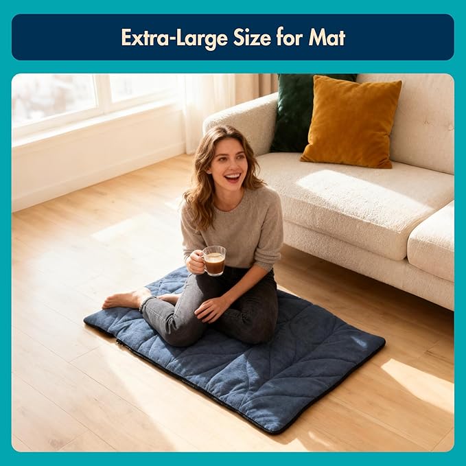 Vagascape Dog Bed, Waterproof Pet Bed with Washable Removable Cover, Comfort Cat Dog Pad for All Seasons, Heating Navy Blue Rectangle Cat Mat with Nonskid Bottom(48"x28")