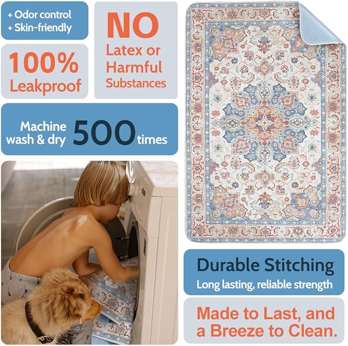 Washable Pee Pads for Dogs 2 Pack Reusable Puppy Training Pads 36"x36" Super Absorbent Waterproof Dog Training Pads, Non-Slip Potty Pads Whelping Pads Litter Mat Pet Supplies - Orange/Mix
