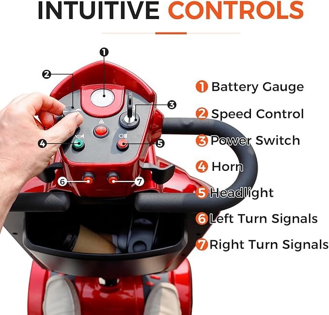 Heavy Duty Mobility Scooter for Seniors/Adults, 500W 400LBS Capacity Electric Scooter, All Terrain Mobility Scooters for Travel 10" Off Road Tires, Long Range 4 Wheel Scooter 9MPH, Red 26Miles