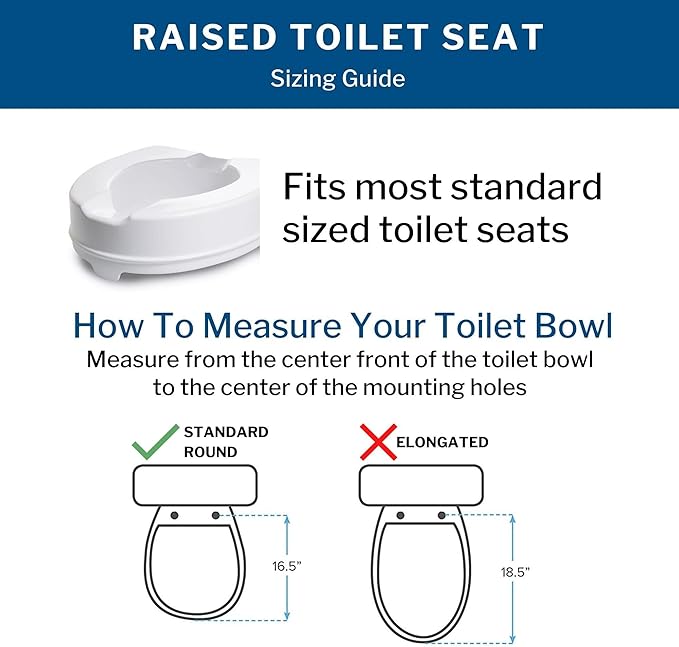 McKesson Raised Toilet Seat with Dual Locks, Fits Most Standard Toilets, 4 in H, 400 lbs Weight Capacity, 1 Count