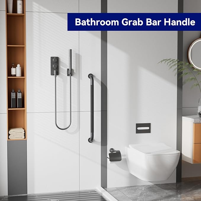 12 Inch Grab Bars for Shower, Black Anti Slip Grab Bar for Bathtubs Showers Toilet, Stainless Steel Safety Shower Grab Bar,Wall Mounted Shower Handle Handicap Bars for Senior Elderly