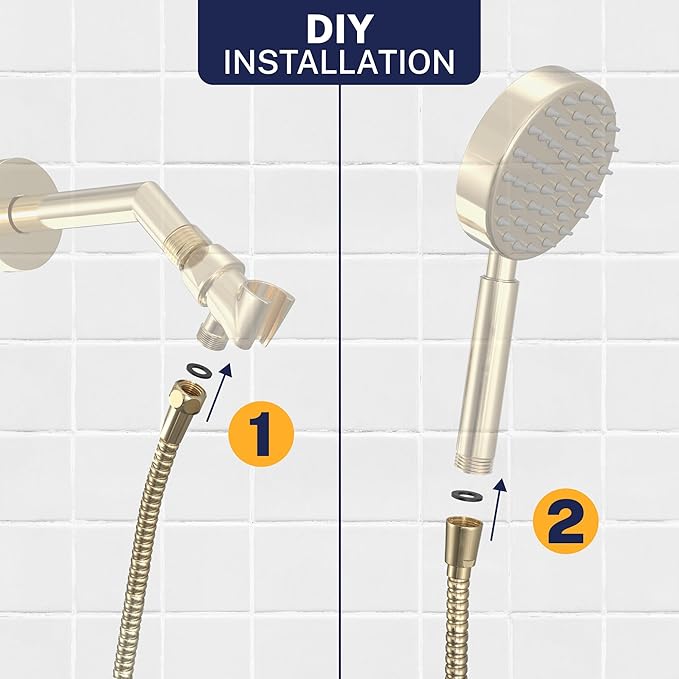 HammerHead Showers Solid Metal Shower Hose Attachment for Showerhead, Extra-Long 72-Inch Universal Replacement Hose for Hand held Shower, Polished Brass