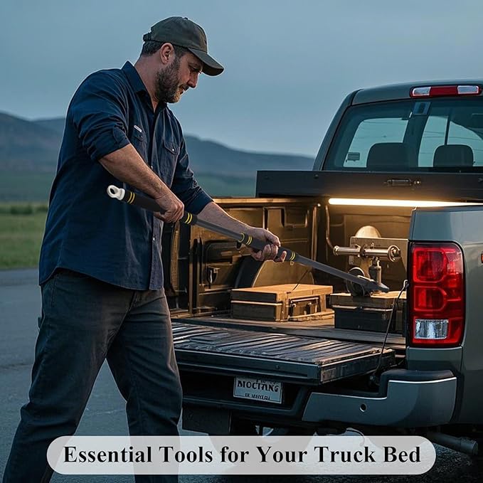 Truck Bed Grabber Tool Heavy Duty, Grabber Truck Cargo Retriever Long Handle Thickened Stainless Tube Telescopic 34"-74" Bed Buddy Truck Tool with Two Hooks Convenient Pickup Van RVs Tools.