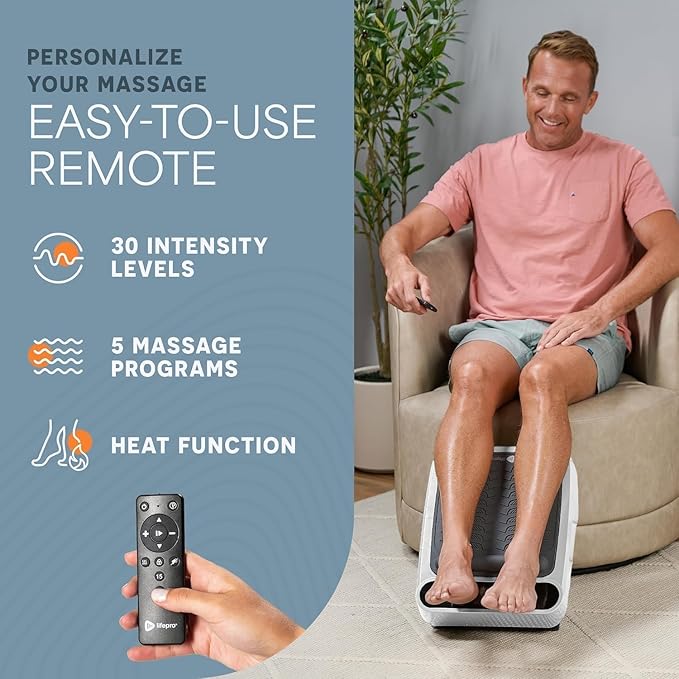 LifePro VibraFlow Foot Massager for Neuropathy - Relaxing Calf and Foot Therapy with Heat Option for Maximum Soothing Relief - Massager for Blood Circulation and Revitalization