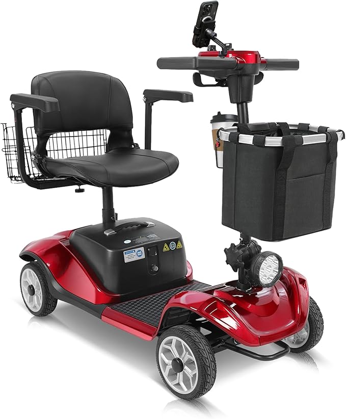 Mobility Scooter,330lbs Capacity,4 Wheel Mobility Scooters for Seniors/Adults with 18 Miles 350W 330LBS Capacity,Detachable Lithium Battery, Adjustable Seat,Shock Absorber