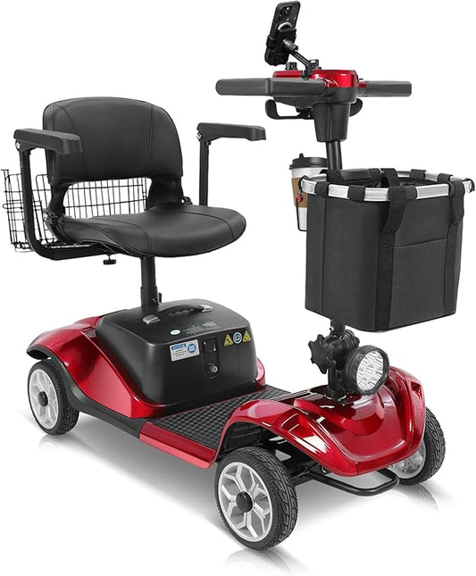 Mobility Scooter,330lbs Capacity,4 Wheel Mobility Scooters for Seniors/Adults with 18 Miles 350W 330LBS Capacity,Detachable Lithium Battery, Adjustable Seat,Shock Absorber