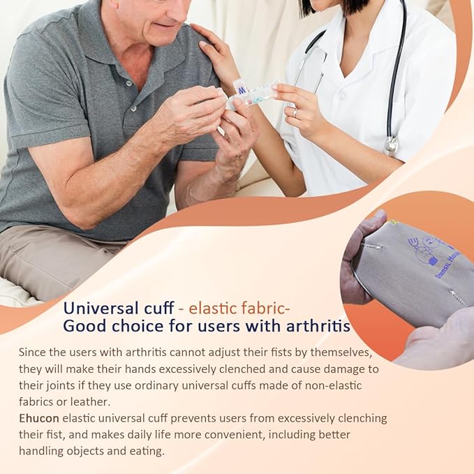 Universal Elastic Utensil Holder Cuff,Hand Strap for Holding Adaptive Utensils,Suitable for Elderly, Parkinson's,Arthritis,Weak Grip or Limited Mobility People (pack of 2 Count)