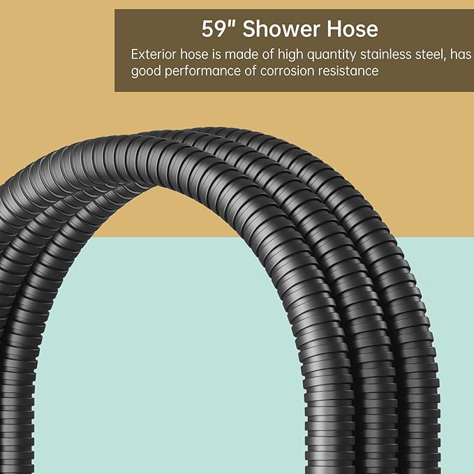 BESy Brass 2 In 1 Function Filtered Matte Black Handheld Shower Head for Hard Water Black Shower Wand High Pressure Showerhead Black Hand Shower Sprayer with Hose Bracket