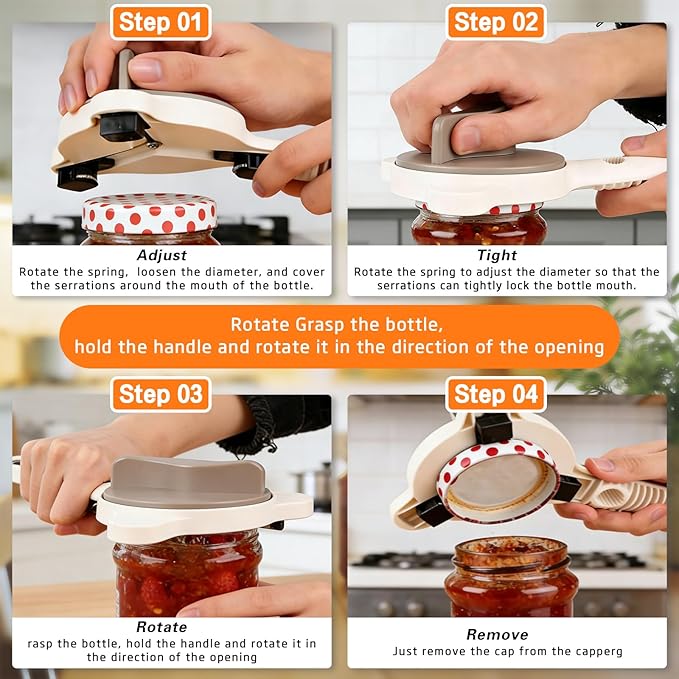 Tydon Guardian Stainless Steel Jar Opener for Seniors with Weak Hands, Manual Bottle and Can Lid Opener Gripper, Heavy Duty Kitchen Gadget for Mason Jars & Glass Bottles, Non-Slip Grip