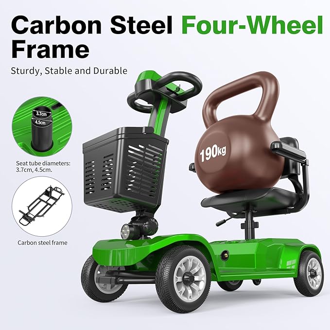 Heavy Duty Mobility Scooter for Seniors, Red,420 lbs Capacity -12.4 Miles Range 4 Wheel Electric Scooter with Seat, 20° Hill Climb, 300W Motor, Easy to Operate and Foldable