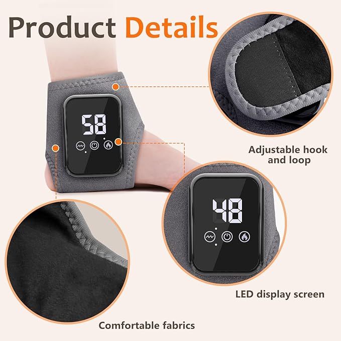 Foot Renew Triple Method Massager 2 Pcs 2026, 3 in 1 Foot Massager for Neuropathy with 3 Vibration Modes & 3 Heat Levels, Cordless & Portable Foot and Ankle Pad for Home/Office/Travel Use, Gray