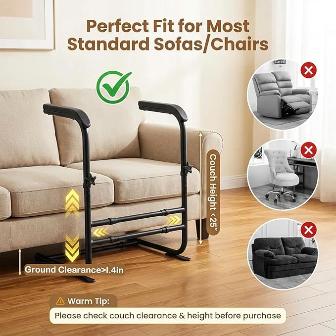Couch Stand Assist with Soft Wide Handrails, Width & Height Adjustable Sofa Chair Lift Assist for Elderly Seniors Disabled Patients, Sturdy Sit to Stand Support Aid,400 LBS Weight Capacity