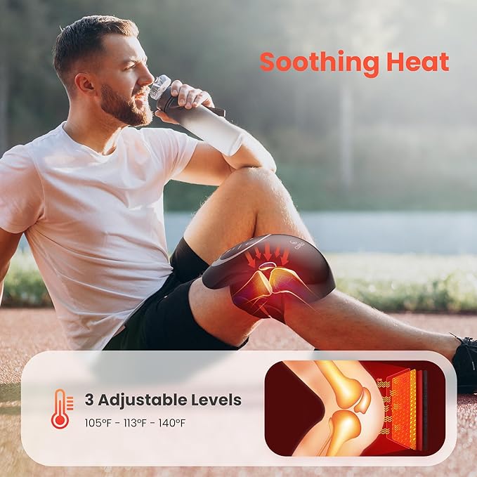 CuPiLo Knee Massager with Heat - Heating and Vibrating Pain Relief Knee Massager for Arthritis, Gifts for Elderly, Dad, Mom