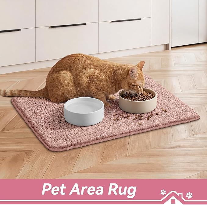 Bcoimo Super Absorbent Cat Door Mat, 24"*17" Anti Slip Mat for Muddy Paws, Pet Rugs for Dirty Paws Washable that Absorbs Moisture and Dirt, for Cat Cage and Pet Resting Carpet