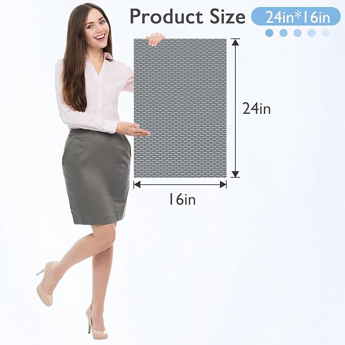 Extra Large Non-Slip Shower Mat, Fast-Dry PVC Bath Stall & Tub Mat, Drain-Hole Design,for Shower Stall Tub for Elderly/Kids，Non Slip Bathroom Safety Accessory，Gray 16"x24"