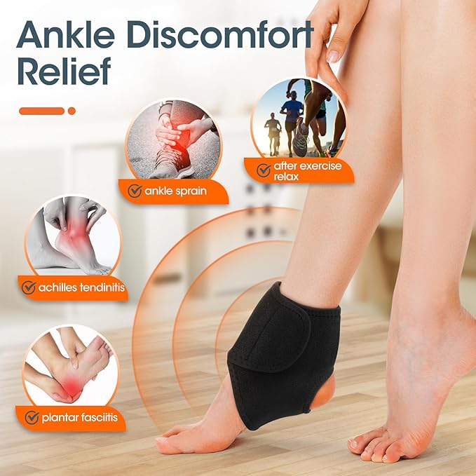 DREAMSOME Cordless Rechargeable Ankle Massager with Heat, Heated Ankle Wrap with Vibration, Portable Foot & Ankle Heating Pad, 3 Heat Levels & 3 Vibration Modes, Adjustable Brace for Men & Women