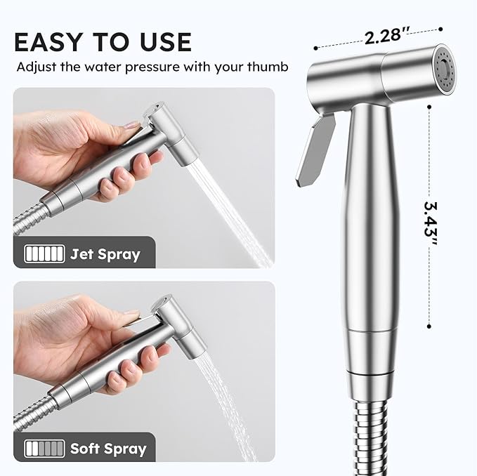 Arofa Handheld Bidet Sprayer for Toilet - 3 Pack Bidets Faucet for Existing Toilets Cloth Diaper Jet Sprayer, Stainless Steel Muslim Shower with Bidet Hose for Feminine Wash