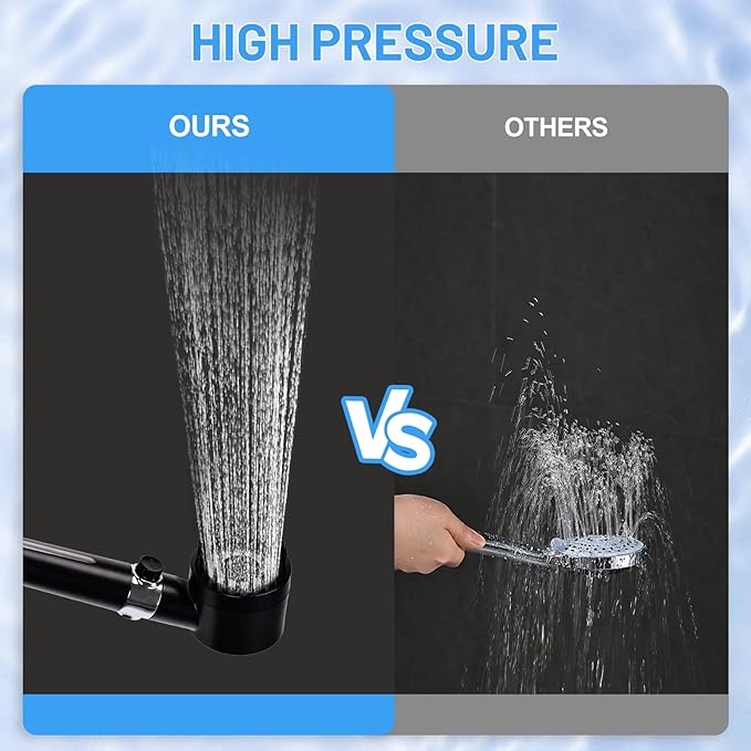 Filtered Shower Head with Handheld, High Pressure Water Flow and 4 Spray Modes, Power Wash for Hard Water, Showerhead Set with 59″ Hose、Bracket、Filters, ON/OFF Switch for Pets Bath (Black)