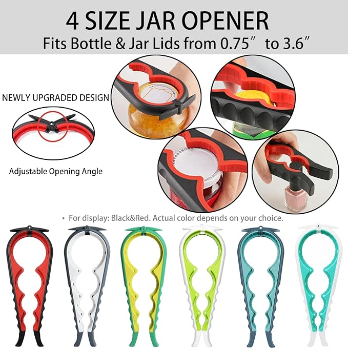 Can Opener and Jar Opener Set for Weak Hands - Heavy Duty Stainless Steel Manual Can Opener, 5-in-1 Bottle Opener, Corkscrew & Silicone Grippers - Kitchen Gadgets for Seniors & Arthritis