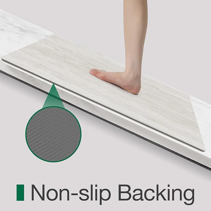 LUMI Ultra Thin Bath Mat, Super Absorbent Quick Dry Bathroom Rugs, Non-Slip Bathroom Mats, Marble Bathmats Fit Under Door, Bathtub, Sink, Shower Room, 24"x44", Light Grey