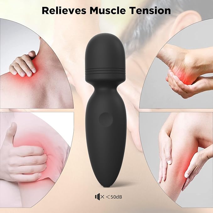Fuwyiy Mini Massager Tools,Small Waterproof Cordless Handheld Massager with 10 Vibration Modes, Personal Handheld Massager for Back（Black）