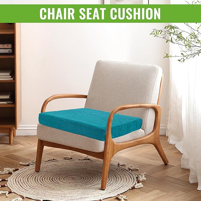 Recliner Cushions for Long Sitting Foam Seat Cushion Soft Tufted Layer for Elderly Seniors, Recliner Chair, Floor Pillow, Office Chair, Car, No Pressure on Thighs, 20X20X3 Inch - Leaves Green