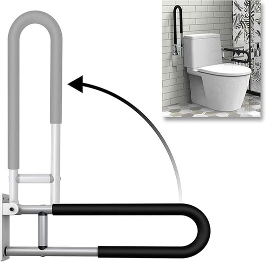 FlySkip Fold Down Grab Bar, 24Inch Flip-Up Handicap Support, Wall Mounted Bathroom Shower Safety Bar, Non Slip Hand Grips for Elderly, Disabled, Pregnant Woman