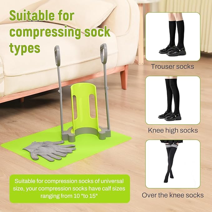 Compression Sock Aid Device | with Silicone Anti Slip Mat, Make The Compression Stockings Fit Properly | Sock Aid Device for Seniors | Sock Assistant Device