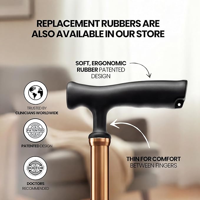 Allay Walking Canes for Men & Women - Adjustable Canes for Women for Stability, Self Standing Wide Quad Pivot Base, Light Weight, Soft Handle Grip and Travel Bag, Walking Sticks for Seniors & Adults